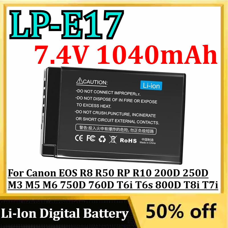 Canon Camera Eos R8 - Аккумуляторы Li-Ion 7.4V 1040mAh LP-E17 для
